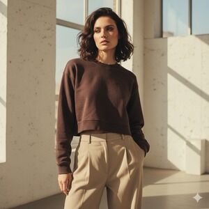 Coquette Espresso Brown Cropped Sweatshirt Love Embroidery Fairycore XS/S